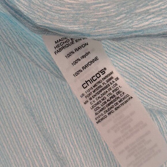 Chicos 2 Womens Light Blue V-Neck Crinkle Rayon Blouse Tunic Top Size Large - Picture 8 of 14